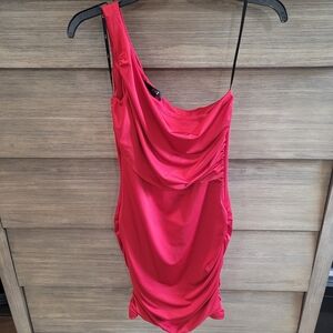 Satin stretch one shoulder bombshell red dress 💃🏻